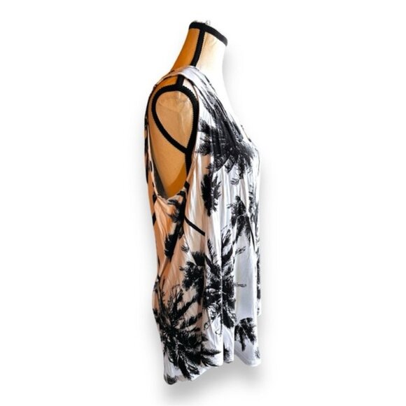 Women’s 2XL Cupid Curvy Black and White Palm Tree Top 18 20 2X XXL - Picture 5 of 9